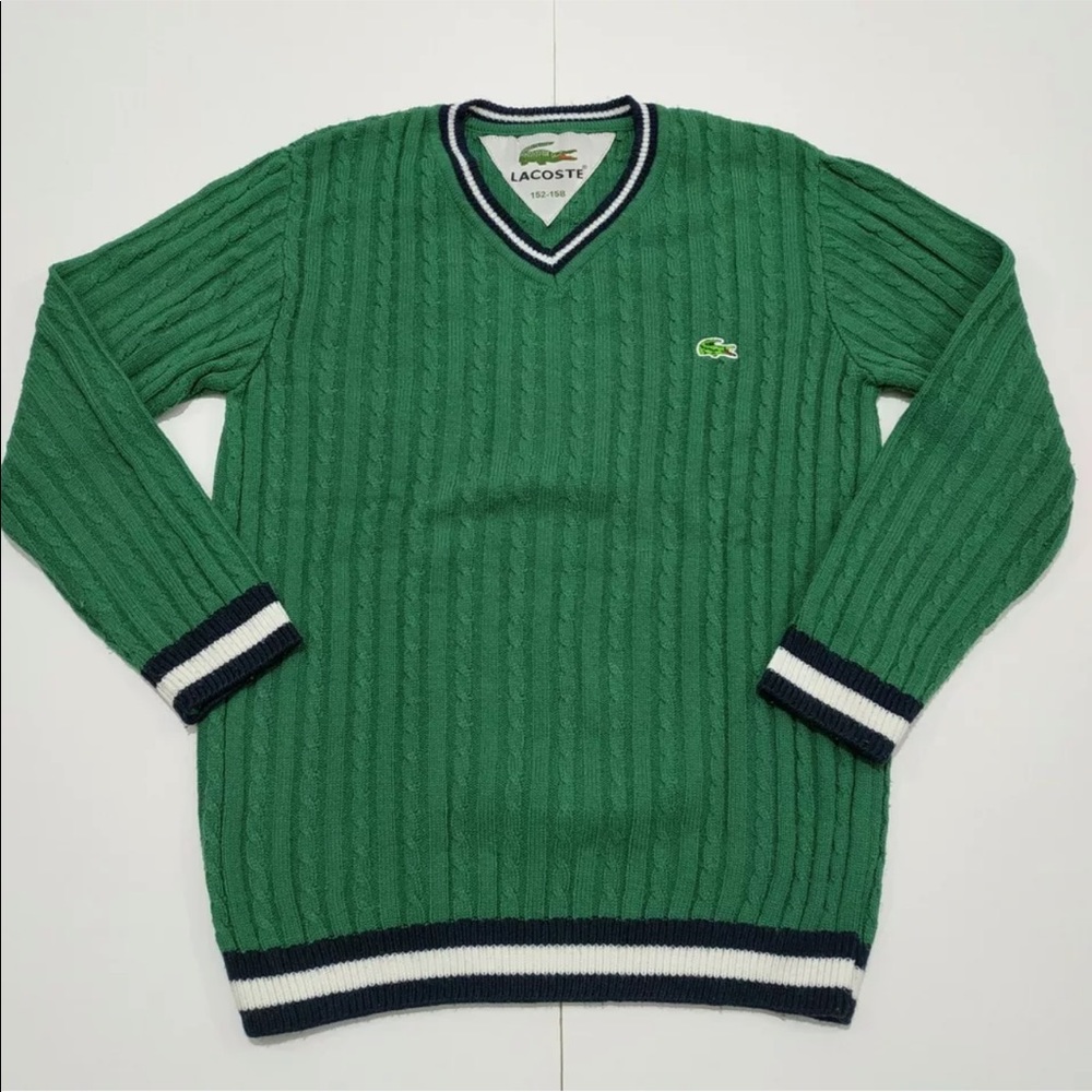lacoste cable knit sweater green